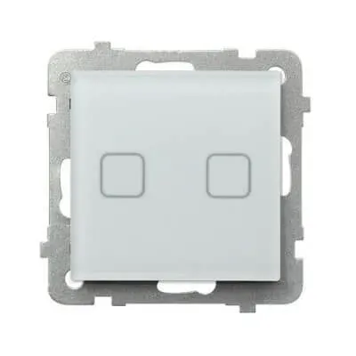 Ospel Sonata Touch ŁPDT-2RS/m/78 - podwójny łącznik dotykowy Wi-Fi, białe szkło szronione