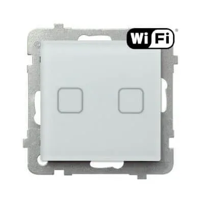 Ospel Sonata Touch - Łącznik dotykowy podwójny świecznikowy Wi-Fi, białe szronione szkło, model ŁPDT-2RS/m/78