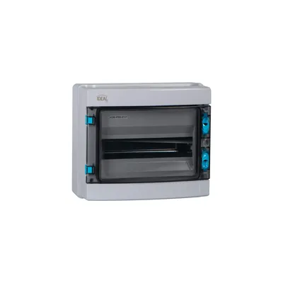 Rozdzielnica natynkowa IDEAL by Kanlux, 12 modułów, IP-65, model KDB-IP65-S12T, szara z przezroczystymi drzwiczkami.