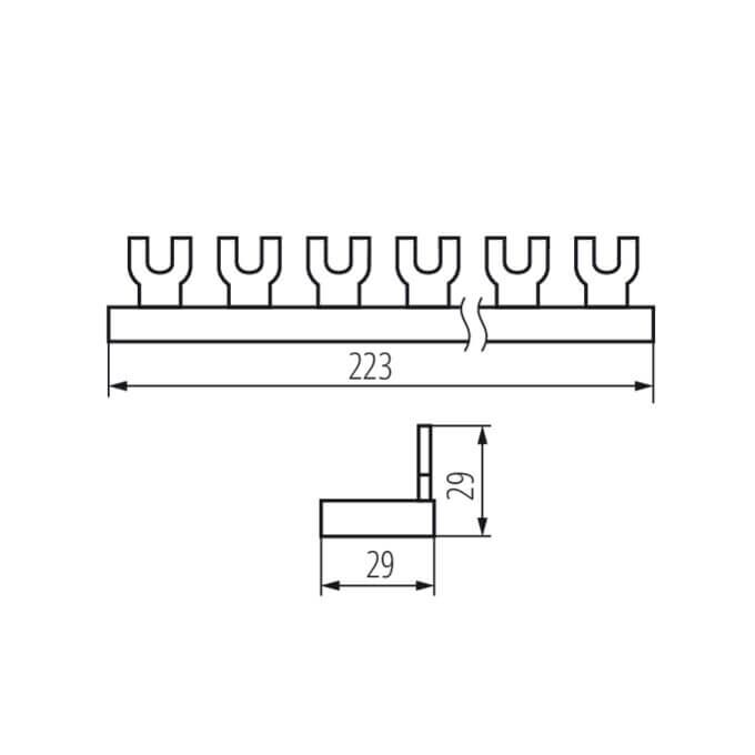 Szyna łączeniowa miedziana, widełkowa KBBU-3x4 Kanlux - 24211