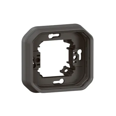 Antracytowa ramka podtynkowa Legrand Nowe Plexo IP55 do pojedynczych mechanizmów, z mocowaniem.