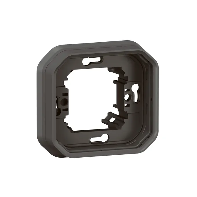 Antracytowa ramka podtynkowa Legrand Nowe Plexo IP55 do pojedynczych mechanizmów, z mocowaniem.