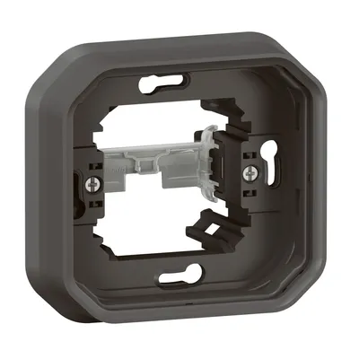 Antracytowa ramka podtynkowa z pazurkami Legrand Nowe Plexo IP55, model 069609L, do montażu pojedynczych mechanizmów.