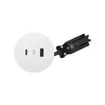 Biała, okrągła ładowarka meblowa Simon 400 z portem USB-C i USB-A oraz wtyczką Wieland.