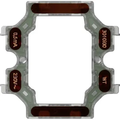 Element podświetlający LED T1 230V 0,5mA Biały łącz.podw. Gira System 55 - widok z przodu na płytkę drukowaną z oznaczeniami.
