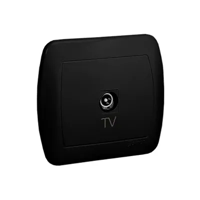 Gniazdo antenowe pojedyncze końcowe Simon Akord AAK3/49 w kolorze czarny mat, z oznaczeniem TV.