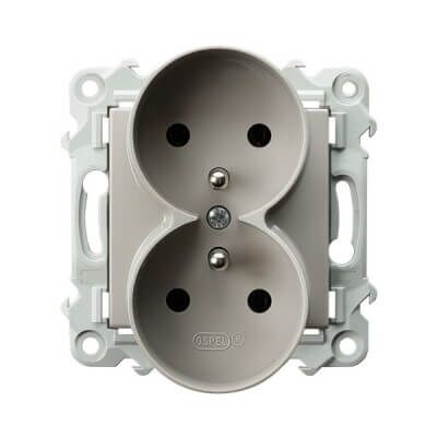 Gniazdo podwójne z uziemieniem Kaszmirowy beż Ospel Szafir - GP-2ZRZ/m/83