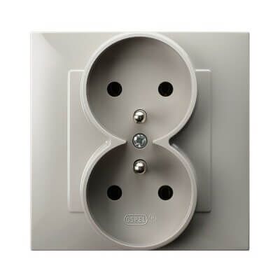 Gniazdo podwójne z uziemieniem kompletne Kaszmirowy beż Ospel Szafir - GP-2ZZ/83