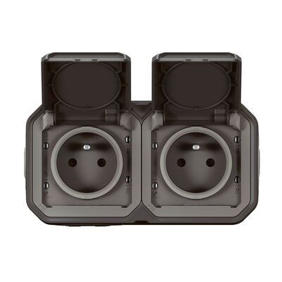 Gniazdo podwójne z uziemieniem poziome natynkowe Antracyt Legrand Nowe Plexo IP55 - 069788L