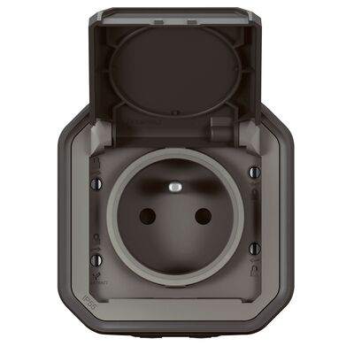 Gniazdo pojedyncze z uziemieniem (szybkozłącza) natynkowe Antracyt Legrand Nowe Plexo IP55 - 069791L
