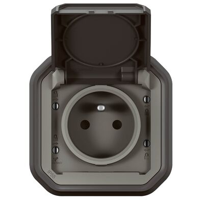 Gniazdo pojedyncze z uziemieniem (szybkozłącza) podtynkowe Antracyt Legrand Nowe Plexo IP55 - 069860L