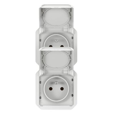 Mechanizm gniazda podwójnego z uziemieniem pionowe Biały Legrand Nowe Plexo IP55 - 069643L
