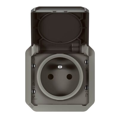 Mechanizm gniazda pojedynczego z uziemieniem (zaciski śrubowe) Szary Legrand Nowe Plexo IP55 - 069552L