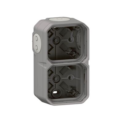 Puszka natynkowa podwójna z przepustem membranowym Szary Legrand Nowe Plexo IP55 - 069672L