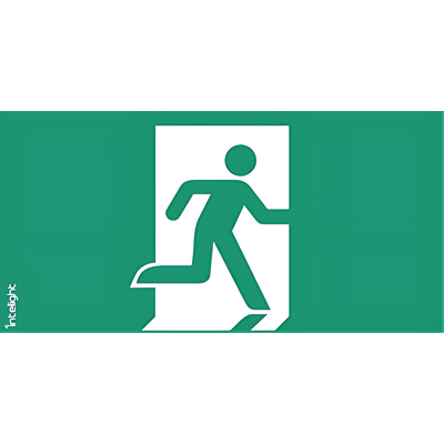 Piktogram WYJŚCIE EWAKUACYJNE W PRAWO do Oximia, Suprema, Orion DS, Kasjopeja - E15 (logo) Intelight - 85115