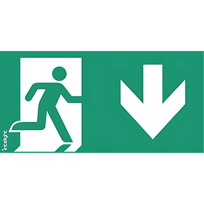 Piktogram WYJŚCIE W DÓŁ PRAWO do Oximia, Suprema, Orion DS, Kasjopeja - E8 (logo) Intelight - 85108