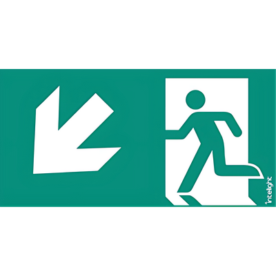 Piktogram WYJŚCIE W LEWO W DÓŁ do Oximia, Suprema, Orion DS, Kasjopeja - E4 (logo) Intelight - 85104