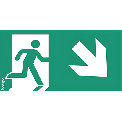 Piktogram WYJŚCIE W PRAWO W DÓŁ do Oximia, Suprema, Orion DS, Kasjopeja - E7 (logo) Intelight - 85107