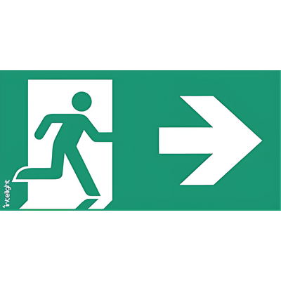 Piktogram WYJŚCIE W PRAWO do Oximia, Suprema, Orion DS, Kasjopeja - E2 (logo) Intelight - 85102