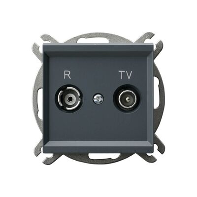 Gniazdo antenowe RTV przelotowe 14dB Szary grafit - GPA-14RP/m/73 Sonata