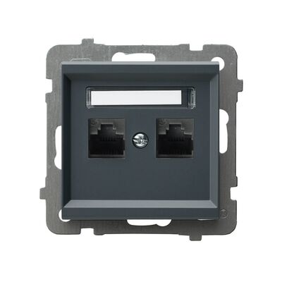 Gniazdo komputerowe podwójne 2xRJ45 kat. 5e, MMC Szary grafit - GPK-2R/K/m/73 Sonata