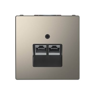 Gniazdo komputerowe podwójne RJ45 kat.6A STP ekranowane Nikiel Merten System D