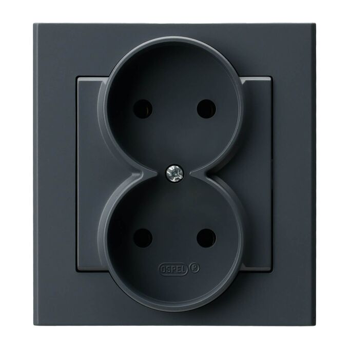 Gniazdo podwójne bez uziemienia kompletne Szary grafit - GP-2R/73 Sonata