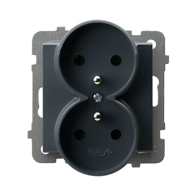 Gniazdo podwójne z uziemieniem (do ramek Prestige 4mm) Szary grafit - GP-2RRAZ/m/73 Sonata