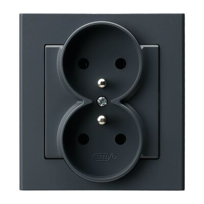 Gniazdo podwójne z uziemieniem kompletne Szary grafit - GP-2RZ/73 Sonata