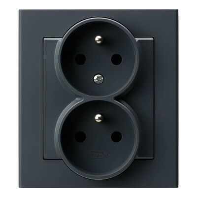 Gniazdo podwójne z uziemieniem z funkcją niezamienności faz kompletne Szary grafit - GP-2RC/73 Sonata