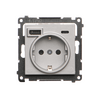 Gniazdo pojedyncze Schuko z ładowarką 2xUSB typu C+A Aluminium mat Simon 55 - TGSZ1ZUSB2CA.01/143