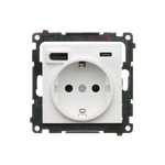 Gniazdo pojedyncze Schuko z ładowarką 2xUSB typu C+A 2.1A Biały mat Simon 55 - TGSZ1ZUSB2CA.01/111