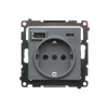 Gniazdo pojedyncze Schuko z ładowarką 2xUSB typu C+A 2.1A Grafitowy mat Simon 55 - TGSZ1ZUSB2CA.01/116