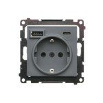 Gniazdo pojedyncze Schuko z ładowarką 2xUSB typu C+A 2.1A Grafitowy mat Simon 55 - TGSZ1ZUSB2CA.01/116