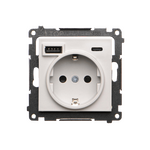 Gniazdo pojedyncze Schuko z ładowarką 2xUSB typu C+A 2.1A Jasnoszary mat Simon 55 - TGSZ1ZUSB2CA.01/114