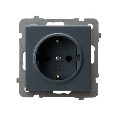 Gniazdo pojedyncze z uziemieniem Schuko Szary grafit - GP-1RS/m/73 Sonata