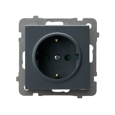 Gniazdo pojedyncze z uziemieniem Schuko i przesłonami Szary grafit - GP-1RSP/m/73 Sonata