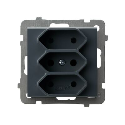 Gniazdo potrójne EURO Szary grafit - GP-3R/m/73 Sonata