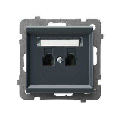 Gniazdo telefoniczne podwójne niezależne Szary grafit - GPT-2RN/m/73 Sonata