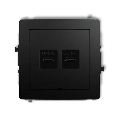 Karlik DECO podwójna ładowarka USB-C 30W w kolorze czarnym matowym, z dwoma portami USB typu C.