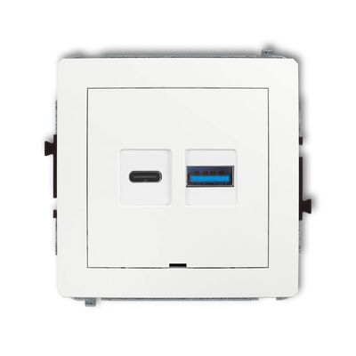 Ładowarka USB A+C podwójna 30W Biały połysk Karlik DECO - DCUSBBO-10