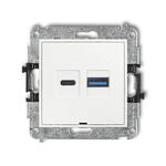 Ładowarka USB A+C podwójna 30W Biały połysk Karlik MINI - MCUSBBO-10