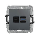 Ładowarka USB A+C podwójna 30W Grafitowy mat Karlik MINI - 28MCUSBBO-10