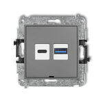 Ładowarka USB A+C podwójna 30W Szary mat Karlik MINI - 27MCUSBBO-10