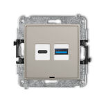 Ładowarka USB A+C podwójna 30W Taupe Karlik MINI - 60MCUSBBO-10