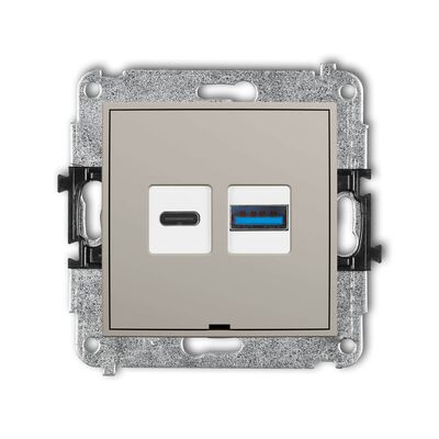 Ładowarka USB A+C podwójna 30W Taupe Karlik MINI - 60MCUSBBO-10