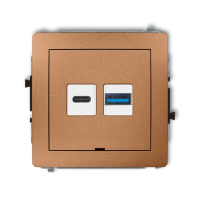 Ładowarka USB A+C podwójna 30W Złoty metalik Karlik DECO - 8DCUSBBO-10