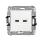 Ładowarka USB C+C podwójna 30W Biały mat Karlik MINI - 25MCUSBBO-9