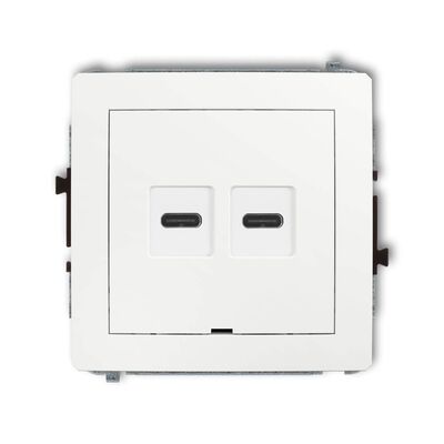 Ładowarka USB C+C podwójna 30W Biały połysk Karlik DECO - DCUSBBO-9