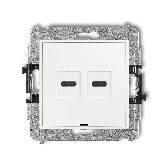 Ładowarka USB C+C podwójna 30W Biały połysk Karlik MINI - MCUSBBO-9